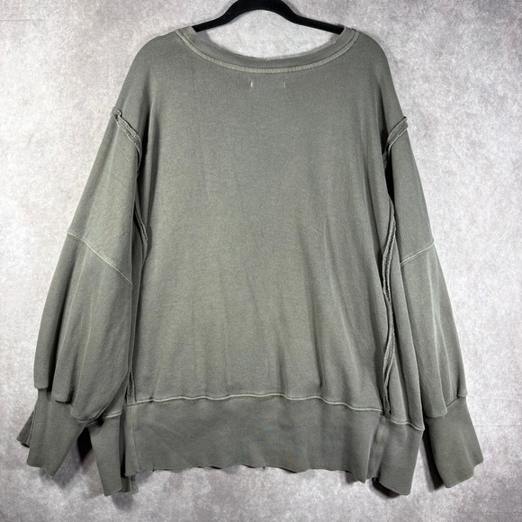 Free People We The Free Camden Distressed Oversized Sweatshirt Women Large Green - Picture 5 of 11
